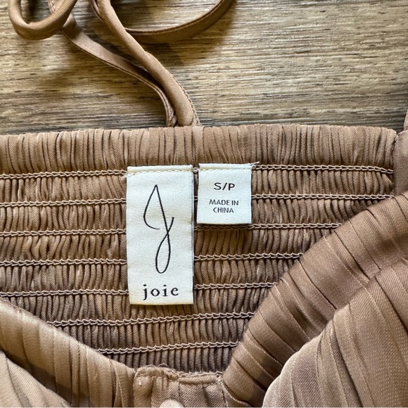 NWOT Joie light brown bustier satin blouse top - Picture 5 of 6